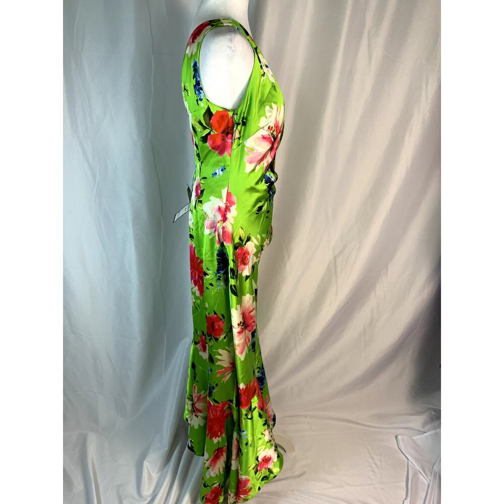 Eliza J Printed Asymmetric One-Shoulder Midi Dress – Green – Size 10 – NWT - Picture 3 of 7